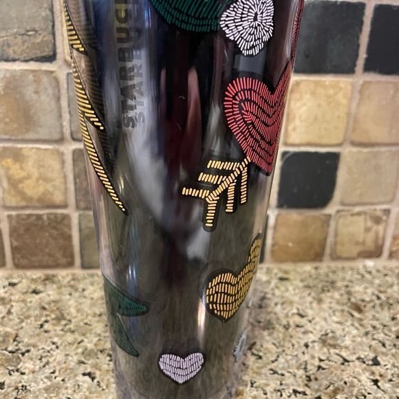 Starbucks LOVE Valentines Rare Tattoo Stitch 24 Ounce Tumbler EUC - Picture 8 of 16